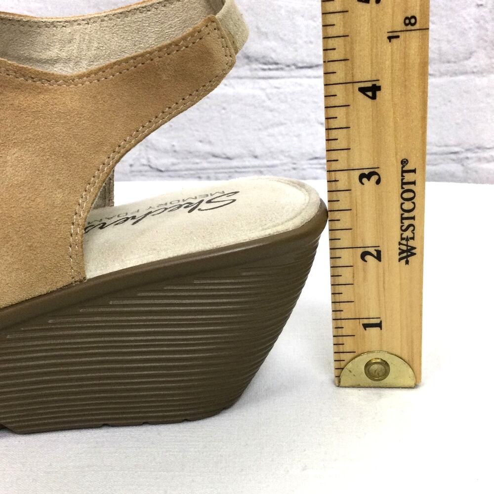Skechers Boho Chic Minimalist Leather Lace Up Tan Slingback 2.5" Wedge Sandal 9 - Picture 10 of 11